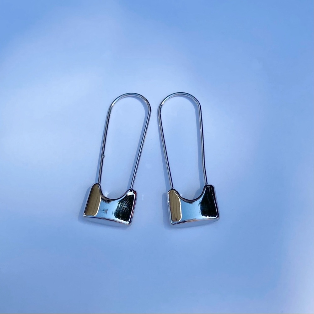 Sterling Silver Safety Pin Style Earrings